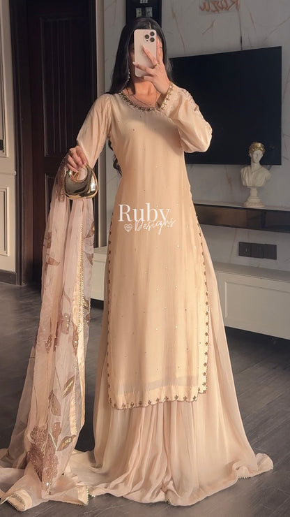 HEER - 3 Piece Silk Suit with Handpainted Dupatta