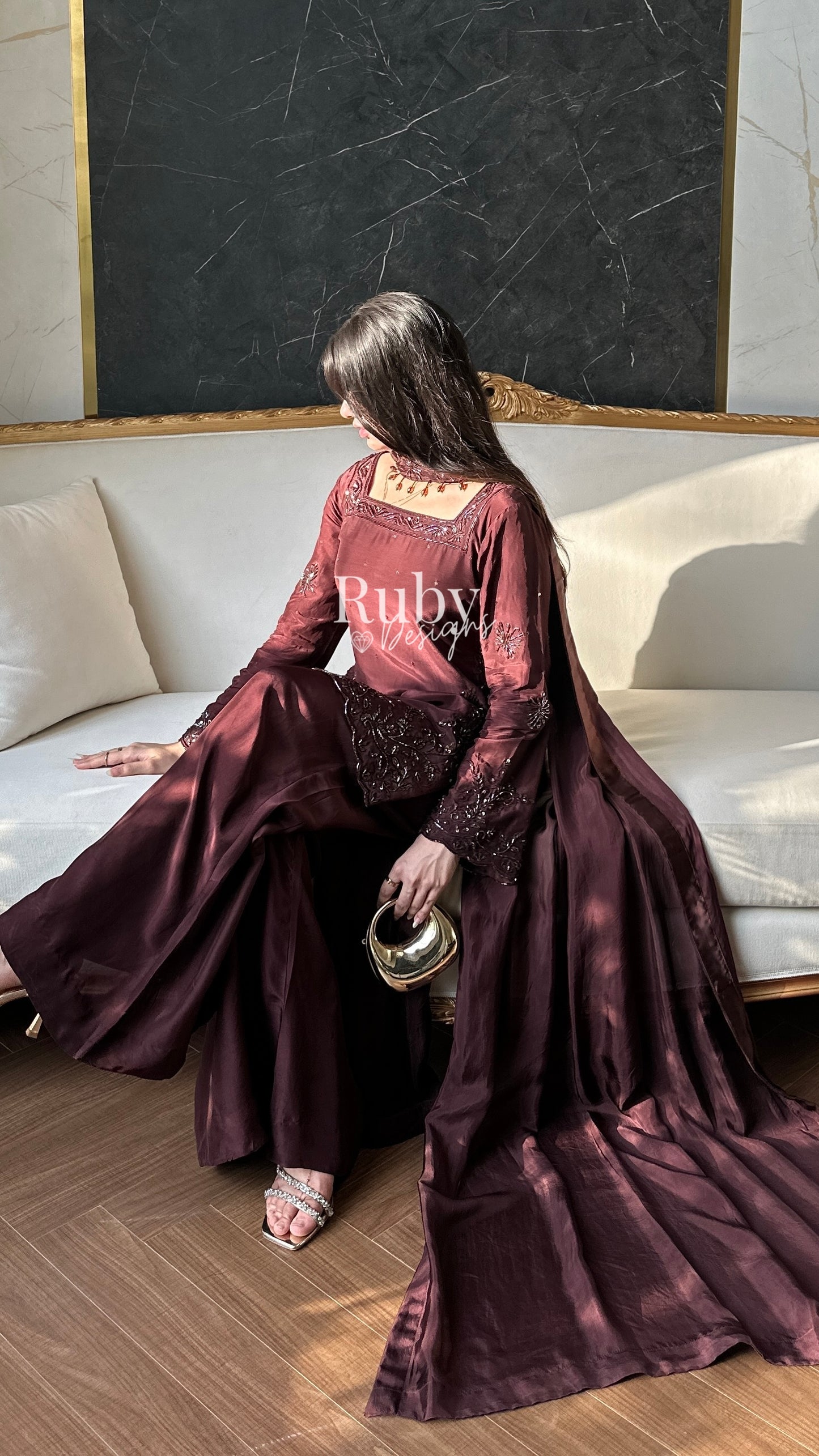 SELIN - 3 Piece Luxury Silk Suit with Flared Trouser