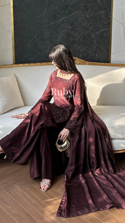 SELIN - 3 Piece Luxury Silk Suit with Flared Trouser