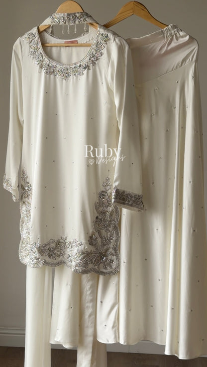 PARISA Pearl - 4 Piece Silk Suit with Matching Potli Bag