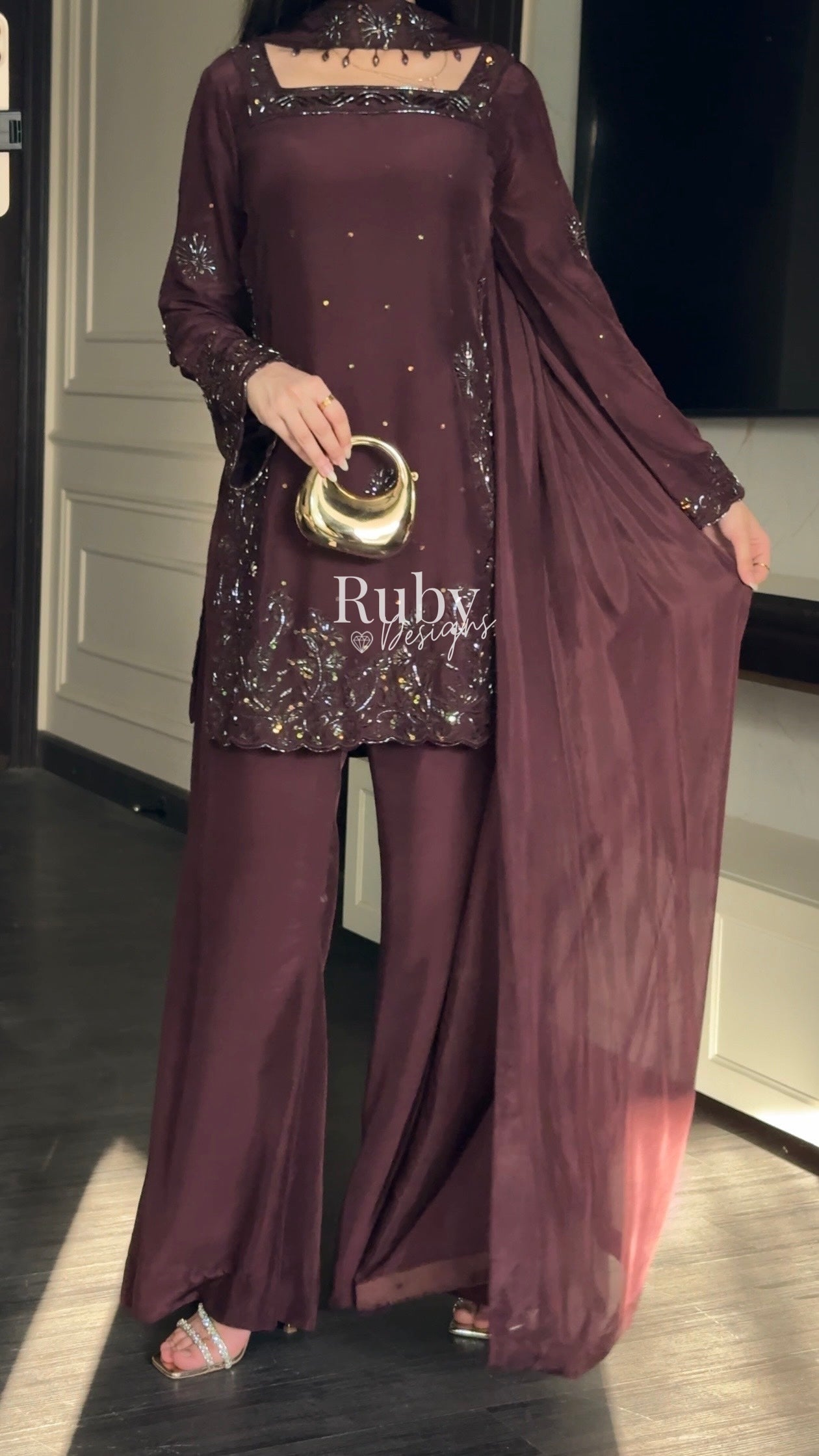 SELIN - 3 Piece Luxury Silk Suit with Flared Trouser