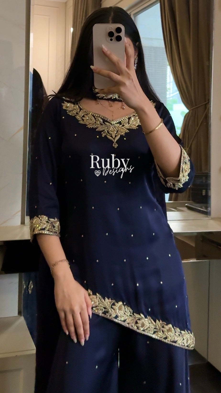 RANI Midnight - 3 Piece Luxury Silk Suit with Matching Bag