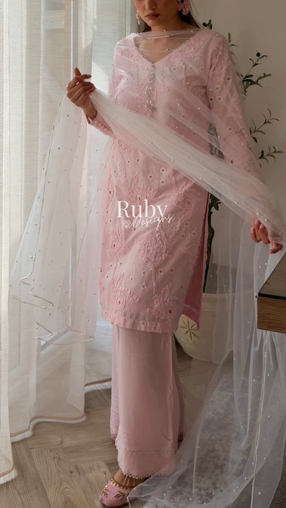 NOOR Blush - 3 Piece Lawn Suit with Two-Toned Dupatta