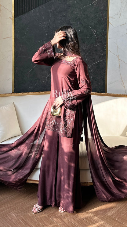 SELIN - 3 Piece Luxury Silk Suit with Flared Trouser