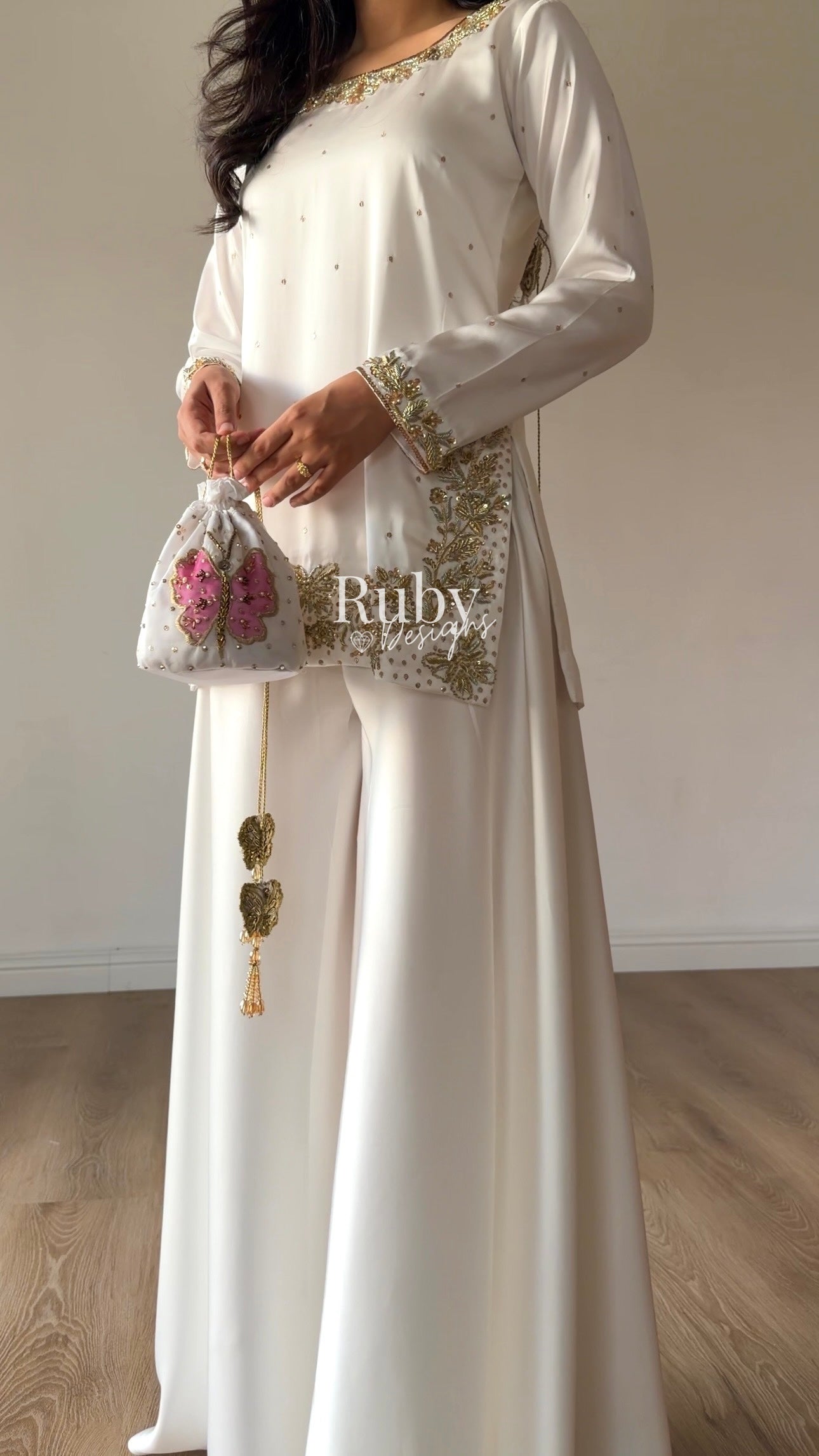 AENA Lily - 4 Piece Silk Suit with Matching Potli Bag