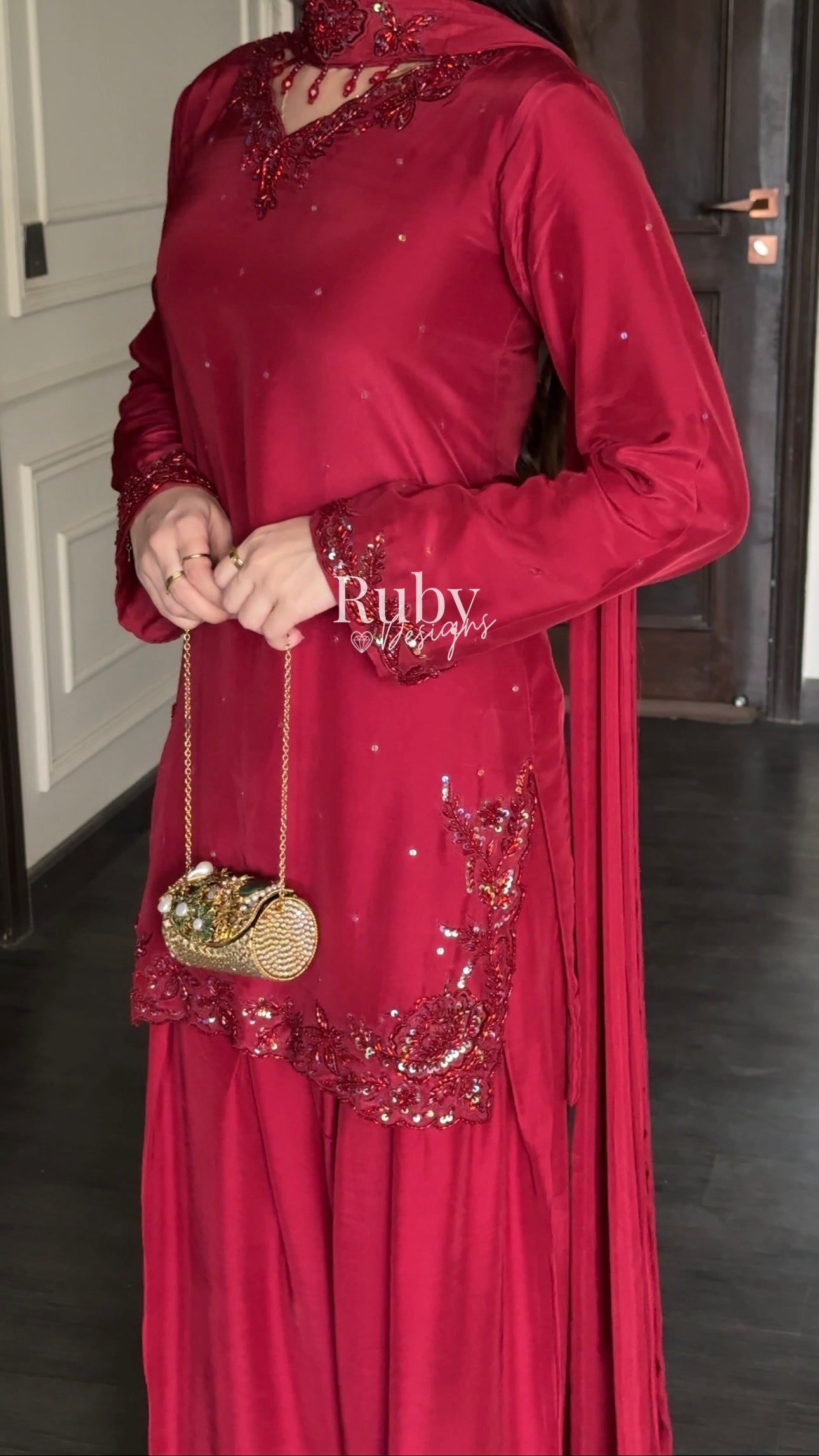 LEYLA - 3 Piece Luxury Silk Suit with Farshi Shalwar