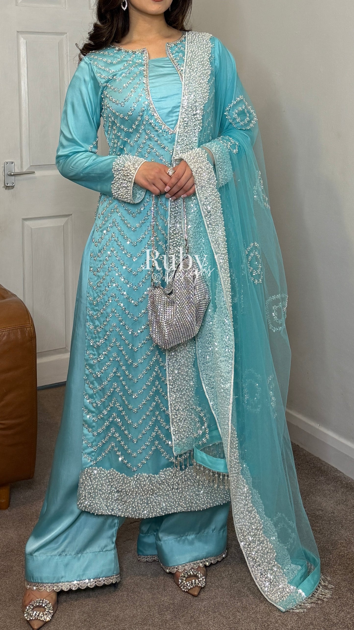 IZMA Ice - 3 Piece Net Suit with Wide Leg Trousers