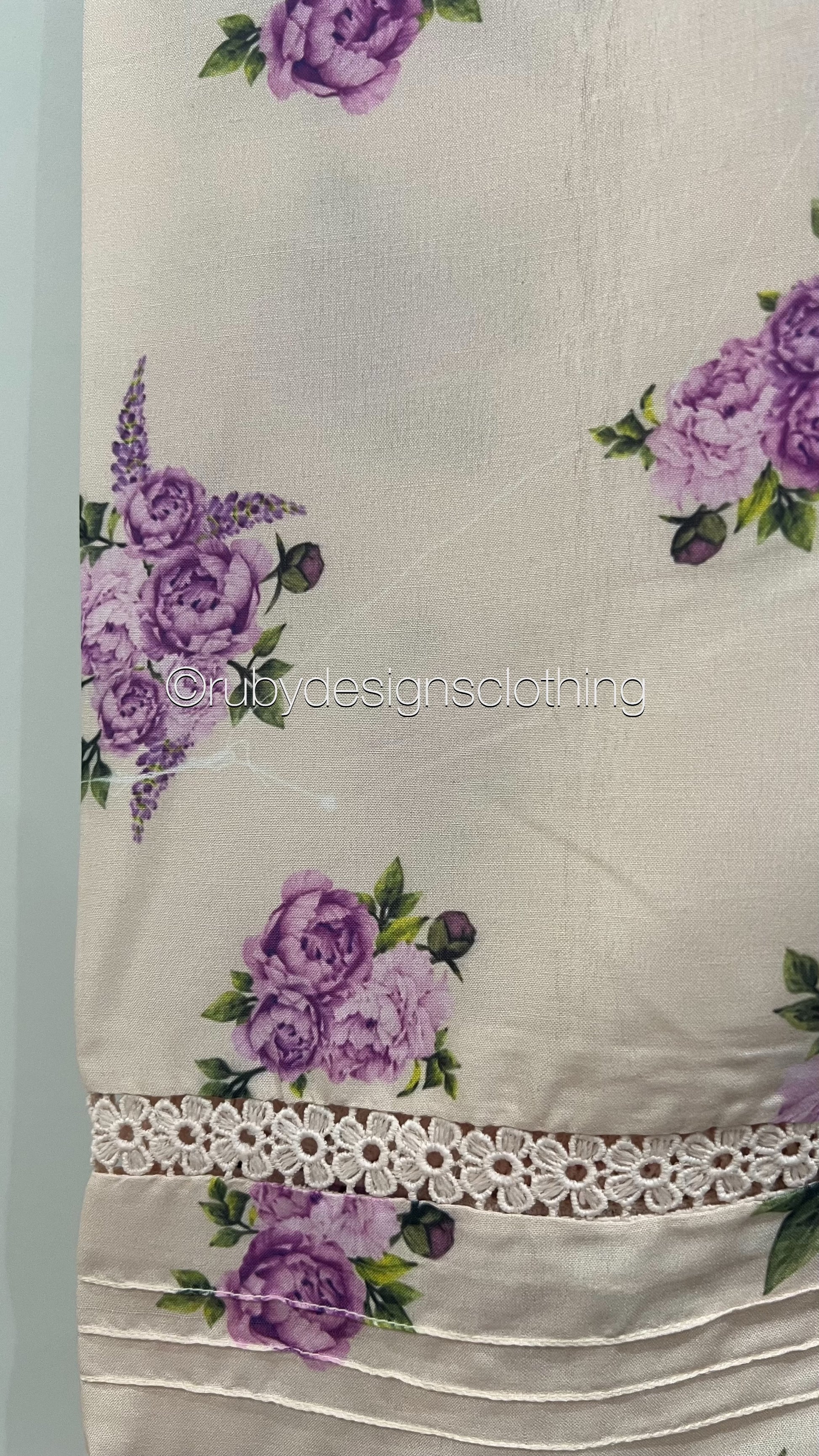 Minor Defect - BISMA - 3 Piece Lilac Floral Print Swiss Lawn Suit with Chiffon Dupatta (8748156879061)