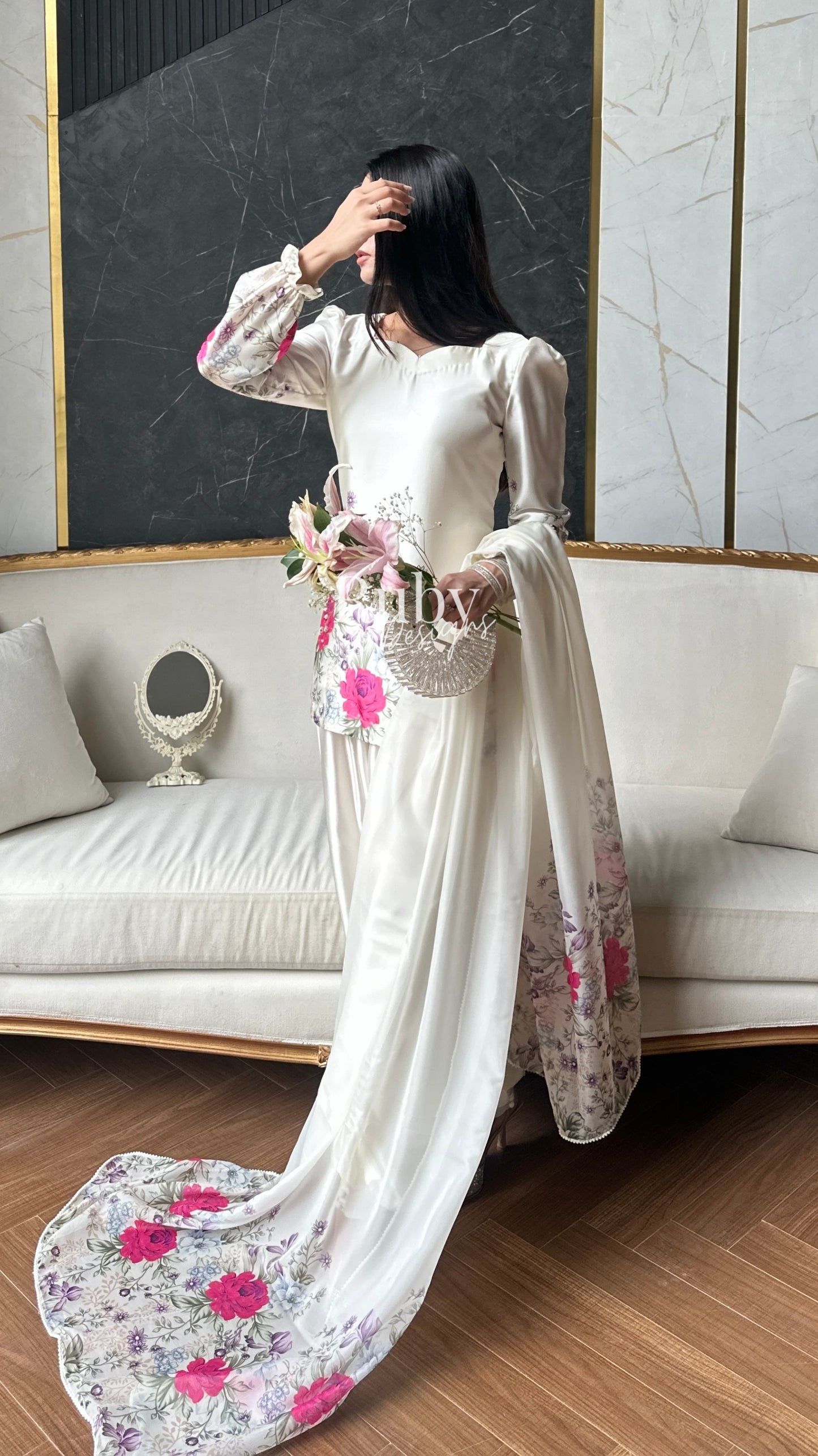 FLEUR Pearl - 3 Piece Silk Suit with Balloon Pants