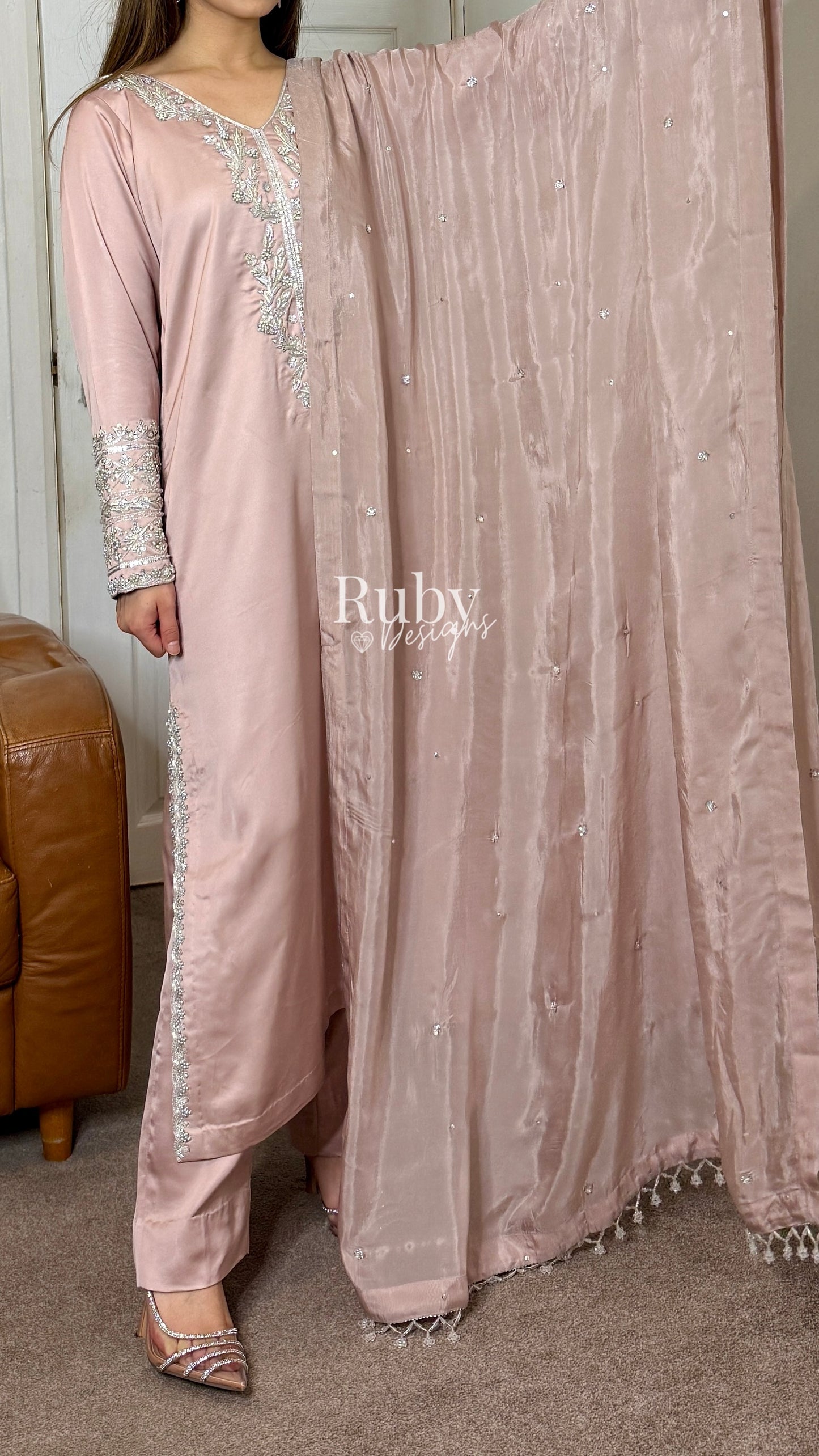 EMAAN - 3 Piece Luxury Silk Suit with Hand Work