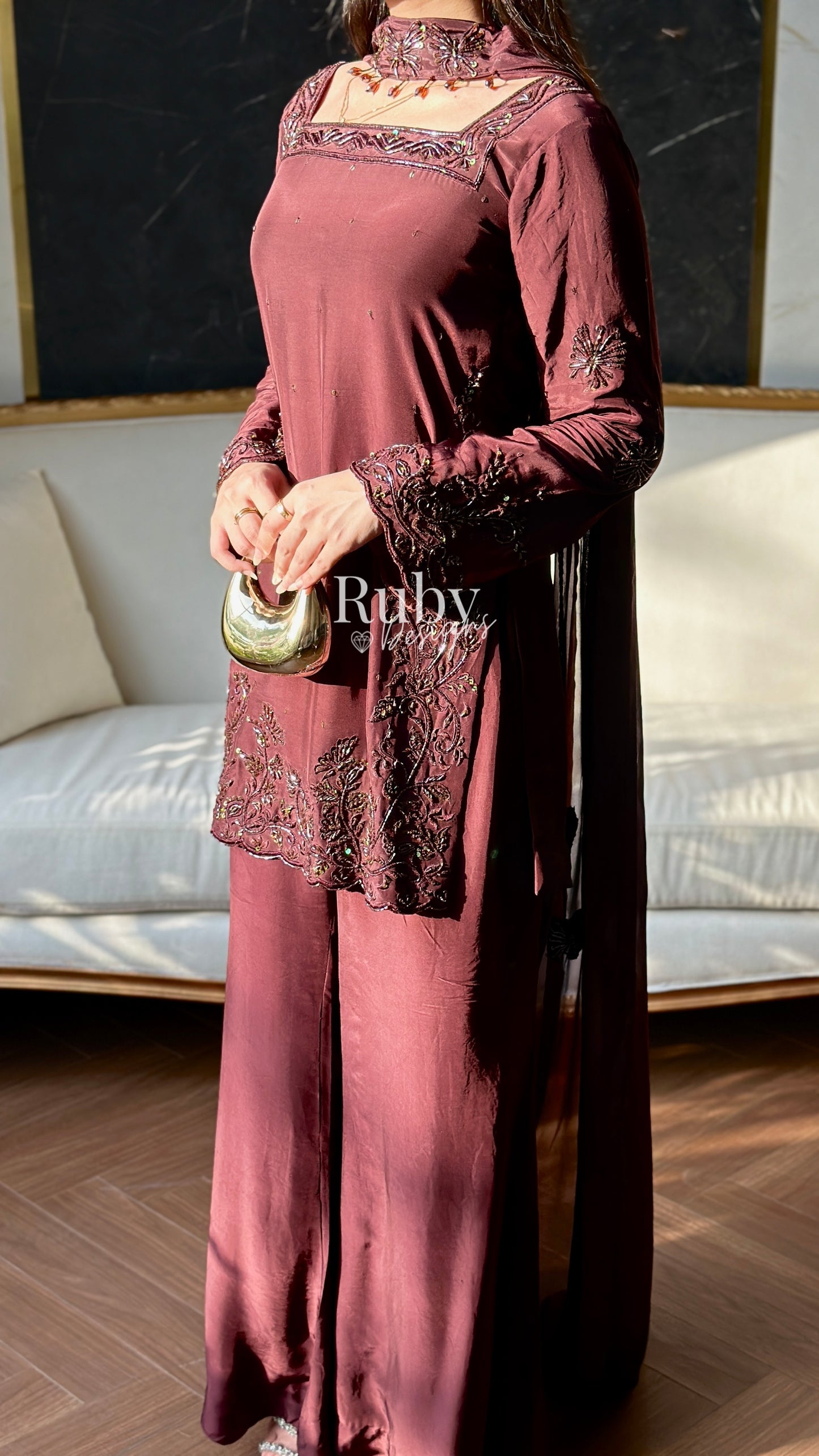 SELIN - 3 Piece Luxury Silk Suit with Flared Trouser