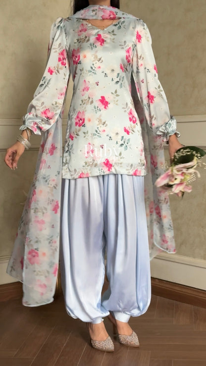FLEUR Sky - 3 Piece Silk Suit with Balloon Pants