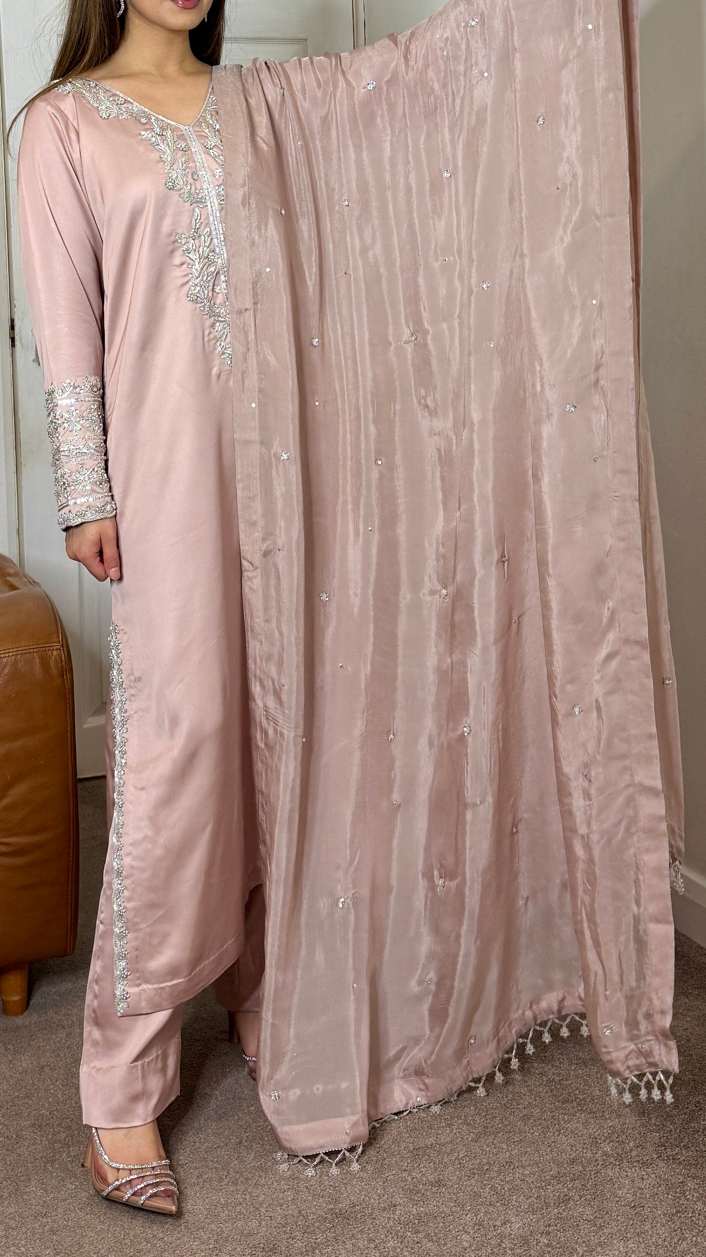 EMAAN - 3 Piece Luxury Silk Suit with Hand Work