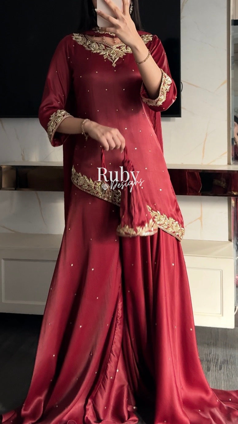RANI Rouge - 3 Piece Luxury Silk Suit with Matching Bag