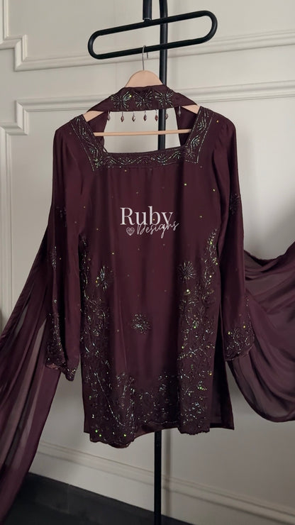 SELIN - 3 Piece Luxury Silk Suit with Flared Trouser