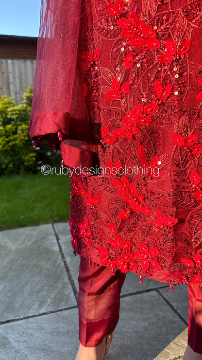 EXCLUSIVE SAMPLE - 3 Piece Heavy Embroidered Net with 3D Details (8746814439637)