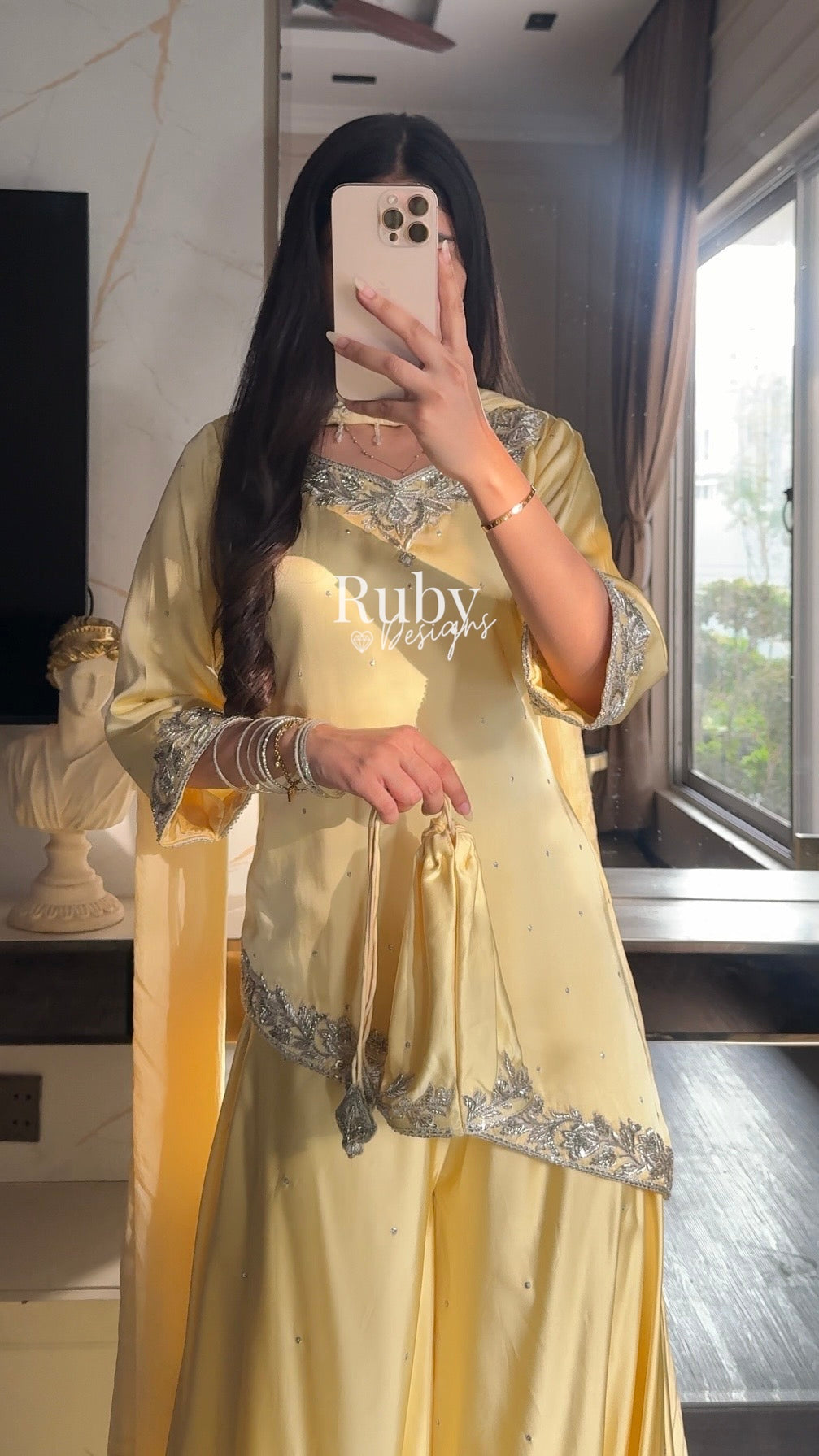 PRE-ORDER (6-8 week estimated dispatch): RANI Butter - 4 Piece Luxury Silk Suit with Matching Bag