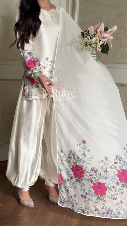 FLEUR Pearl - 3 Piece Silk Suit with Balloon Pants