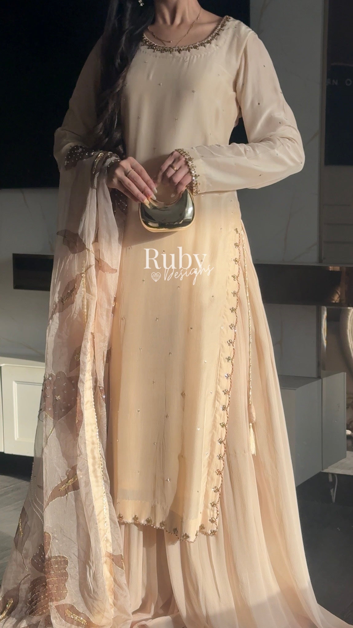 HEER - 3 Piece Silk Suit with Handpainted Dupatta