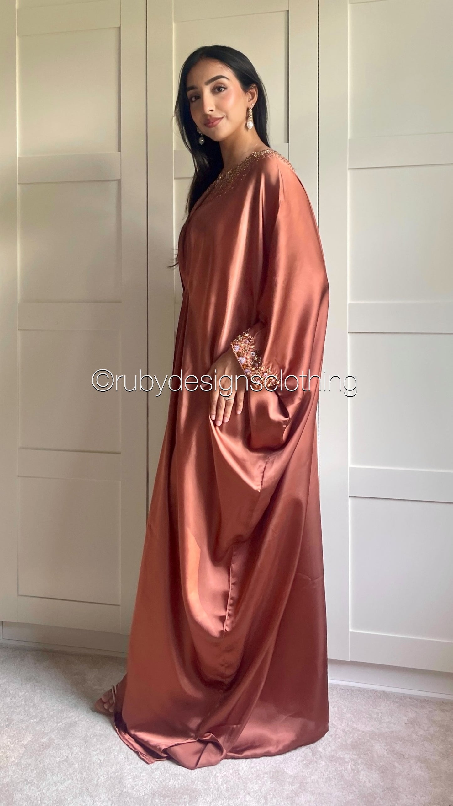 JAMILA - Rust Kaftan with Gold Handwork (8713903440085)