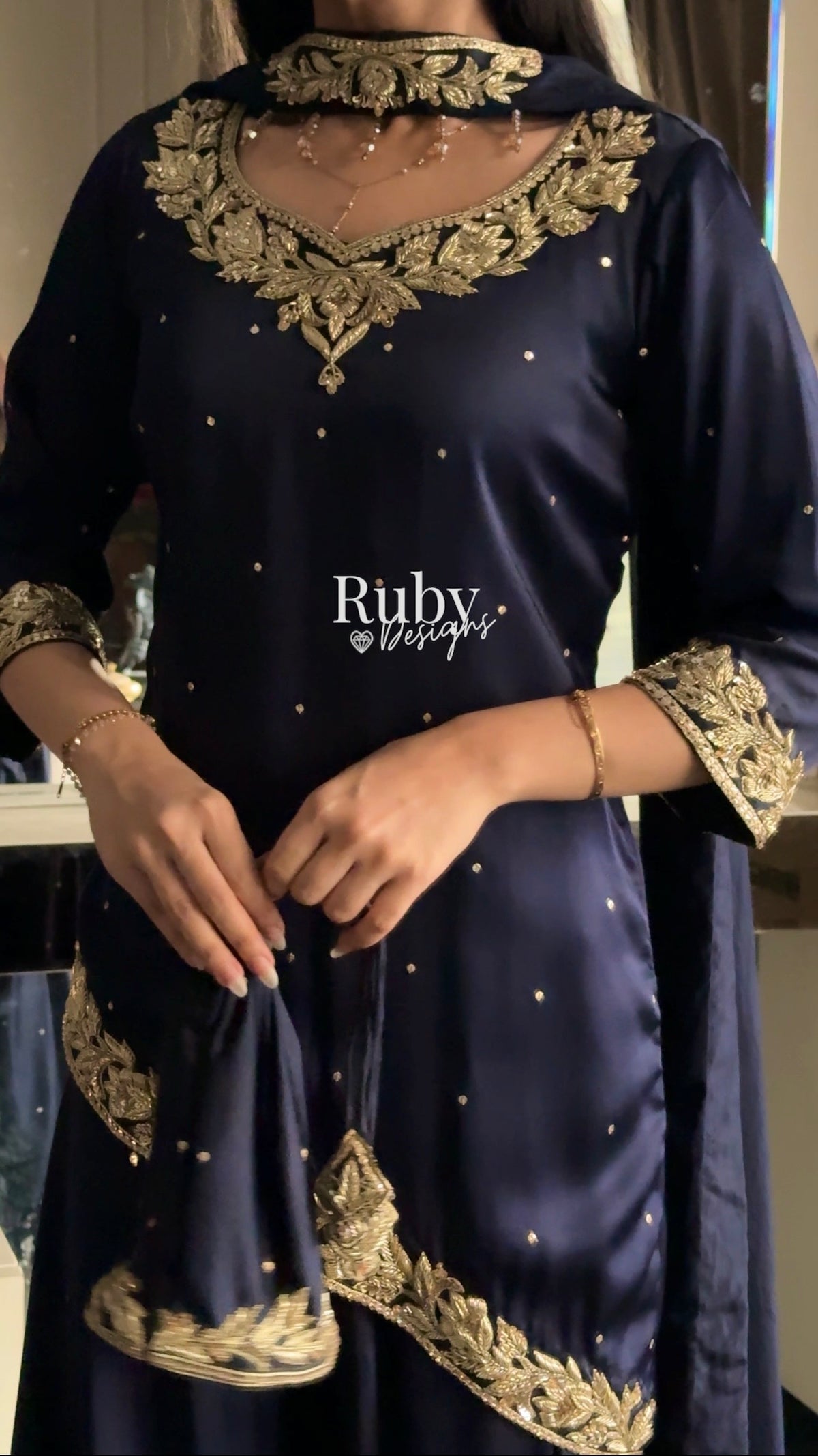 RANI Midnight - 3 Piece Luxury Silk Suit with Matching Bag