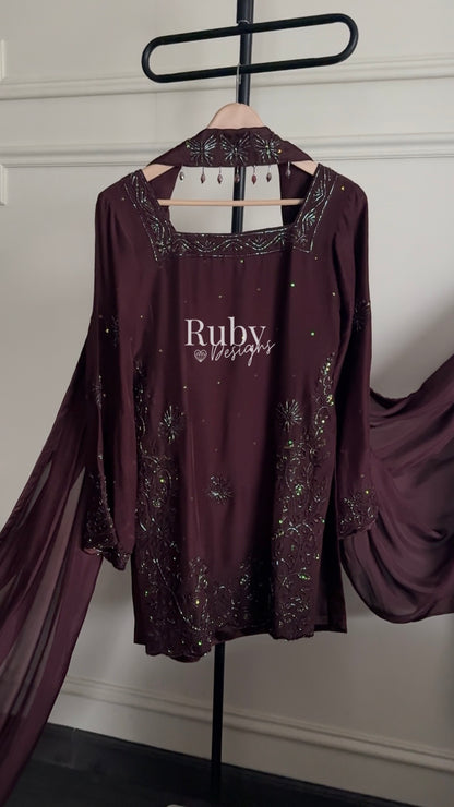 SELIN - 3 Piece Luxury Silk Suit with Flared Trouser