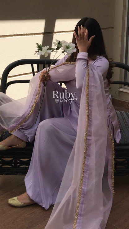 AMELLE Lilac - 3 Piece Silk Suit with Balloon Pants