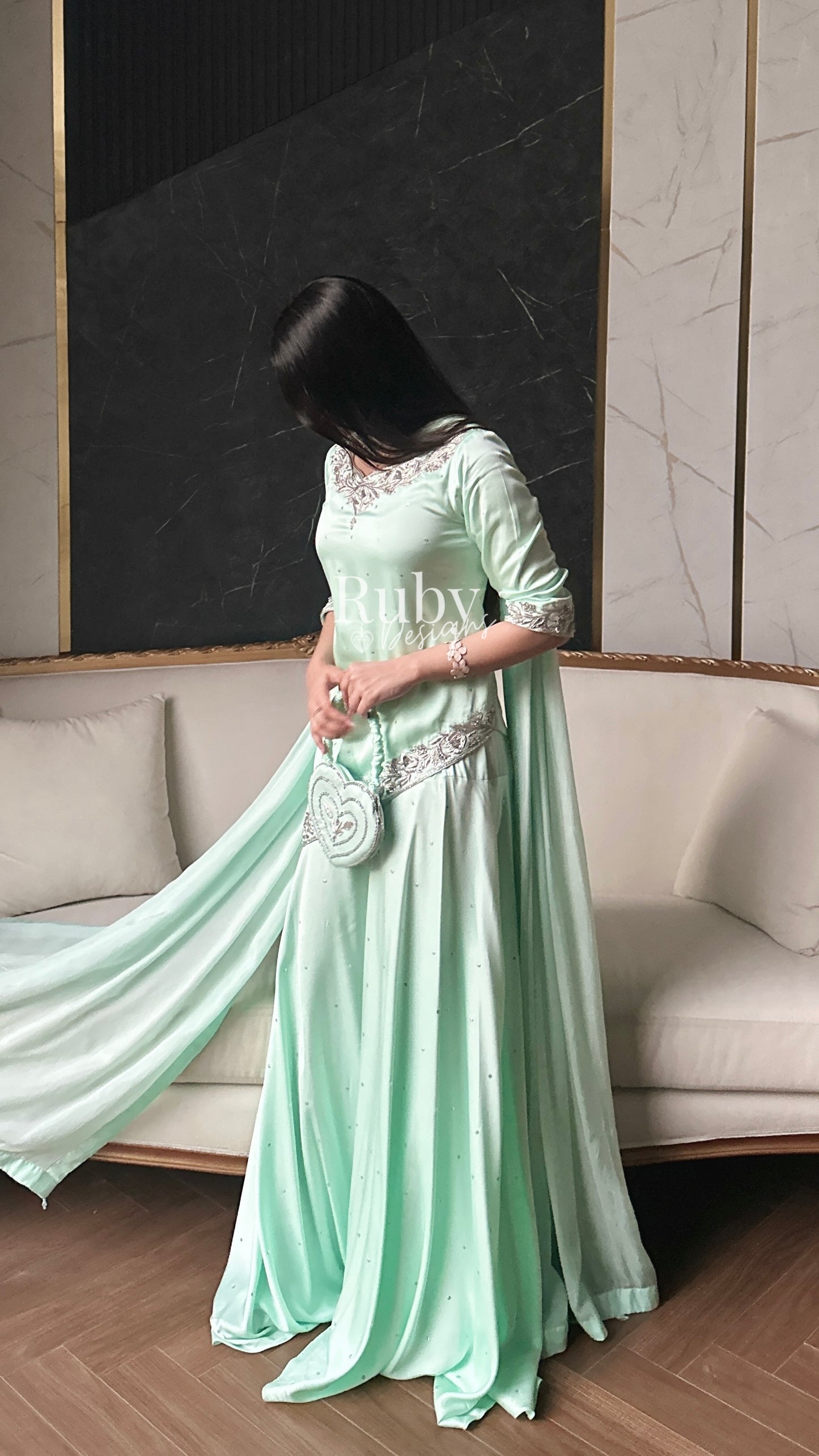 RANI Mint - 3 Piece Luxury Silk with Matching Bag