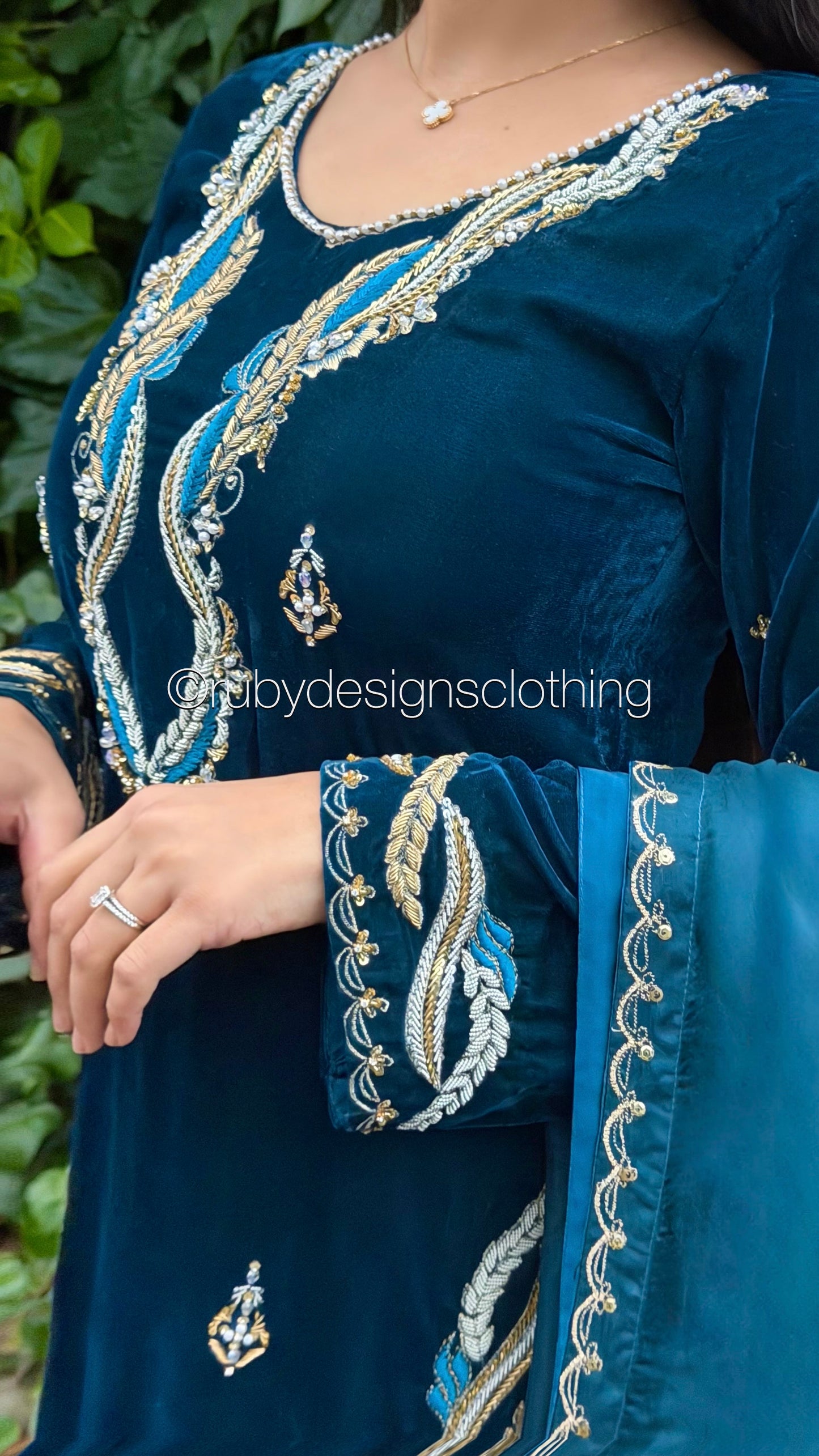 LINA - 3 Piece Luxury Velvet Suit with Gold Handwork