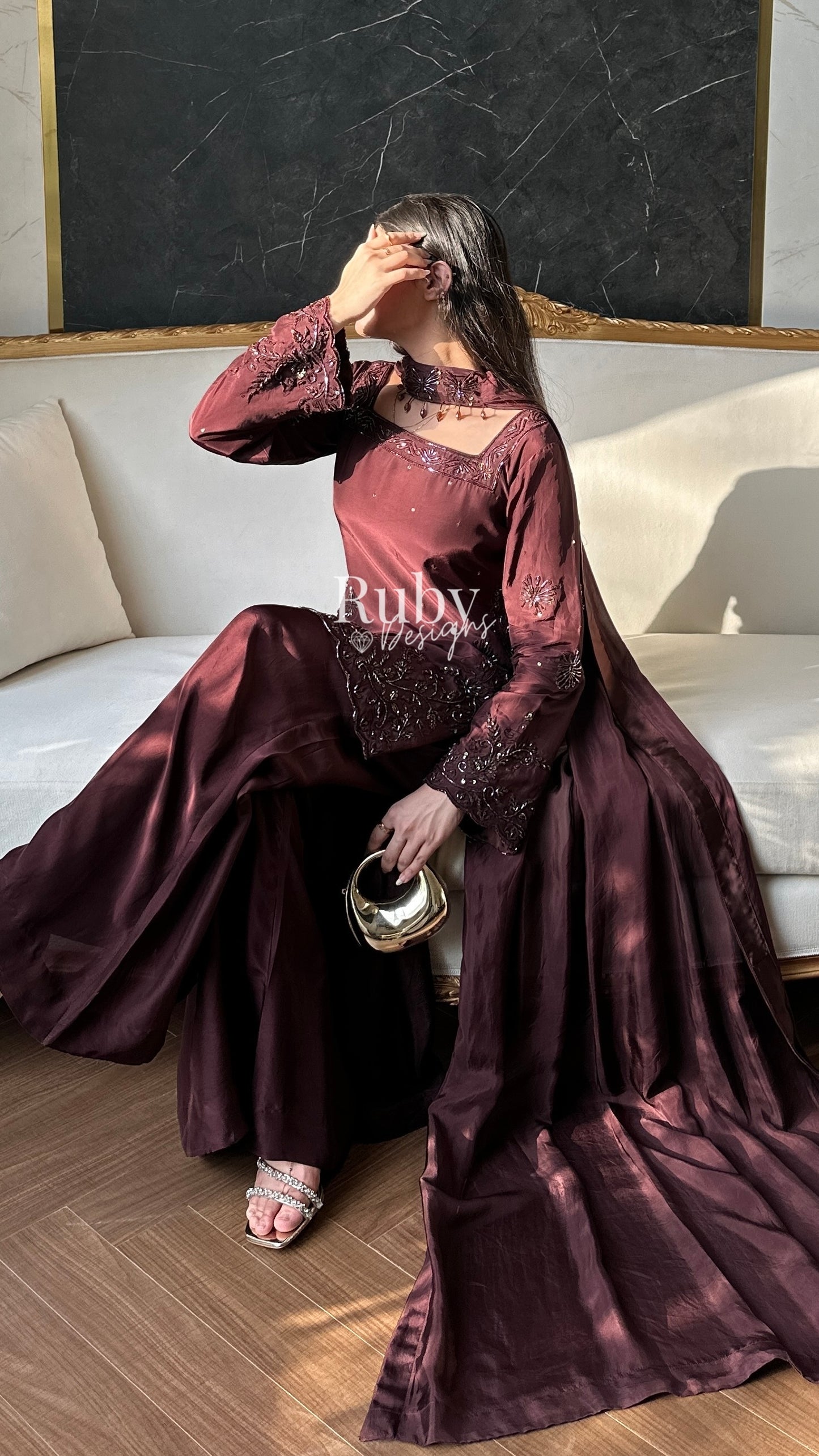 SELIN - 3 Piece Luxury Silk Suit with Flared Trouser