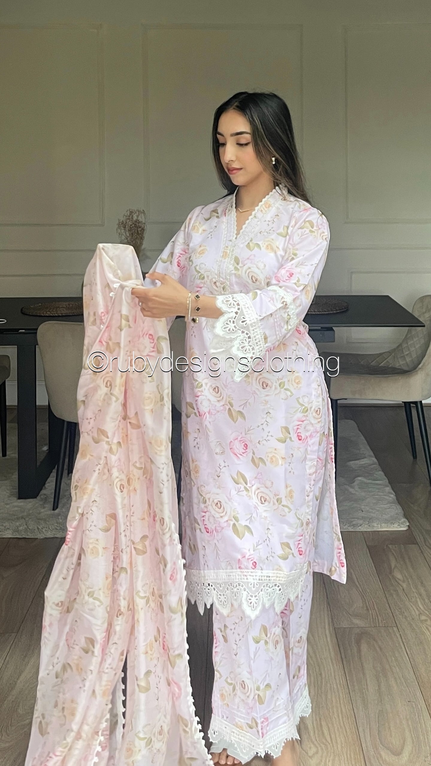 HIBA - 3 Piece Baby Pink Swiss Lawn Suit with Silk Dupatta (8585964781781)