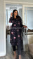 IMAN - 3 Piece Black Floral Print Lawn Suit with Net Dupatta