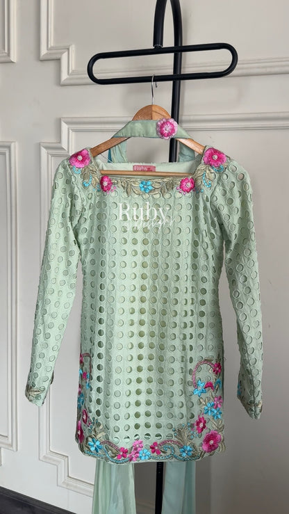 ALIZEH Sage - 3 Piece Chikankari Suit with Ombré Dupatta