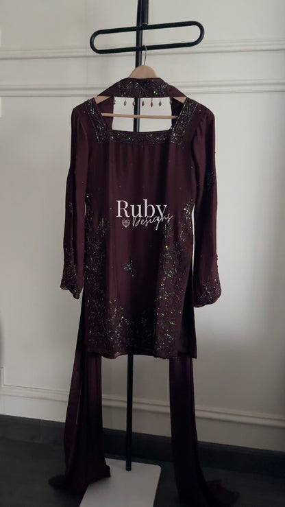 SELIN - 3 Piece Luxury Silk Suit with Flared Trouser