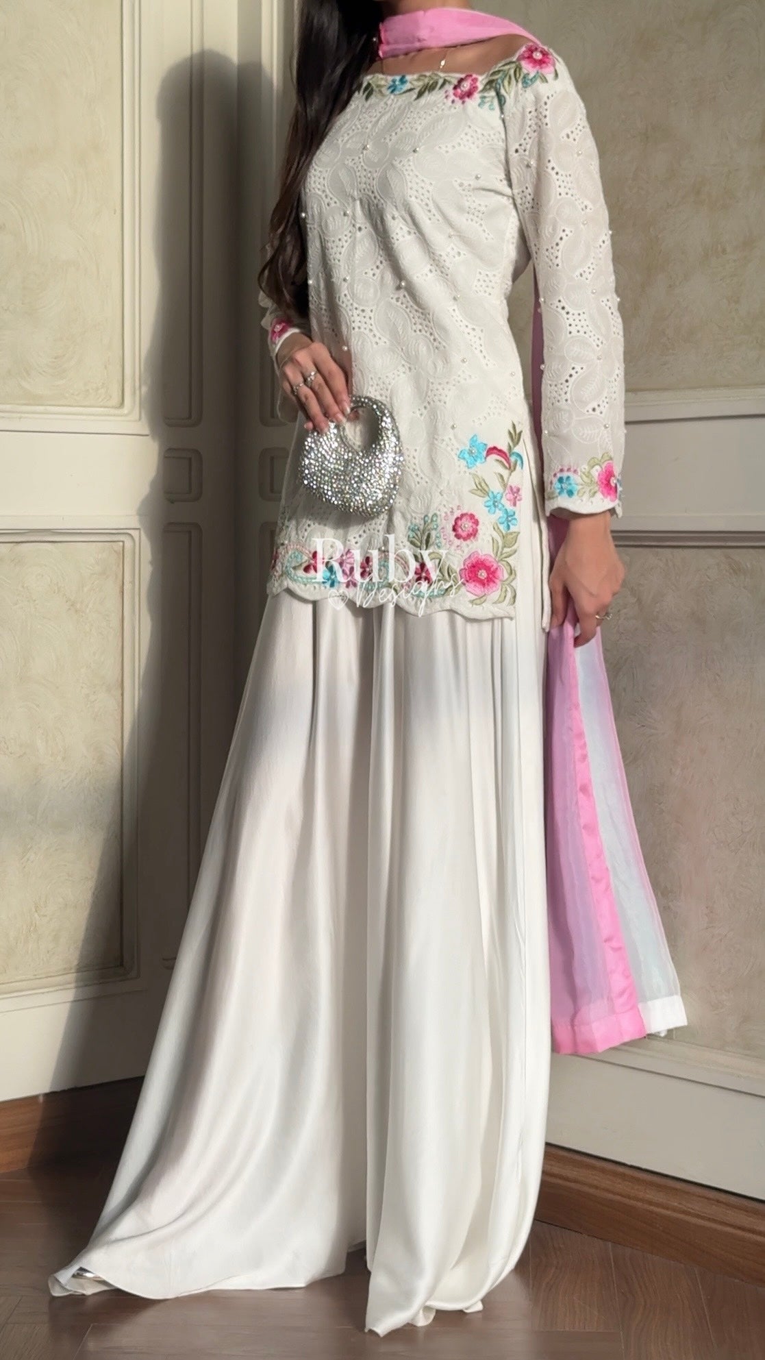 ALIZEH Petal - 3 Piece Chikankari Suit with Ombré Dupatta
