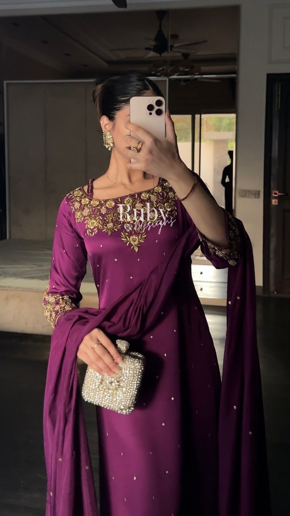 HANIA Plum - 3 Piece Silk Suit with Straight Trouser