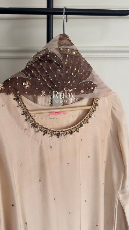 HEER - 3 Piece Silk Suit with Handpainted Dupatta