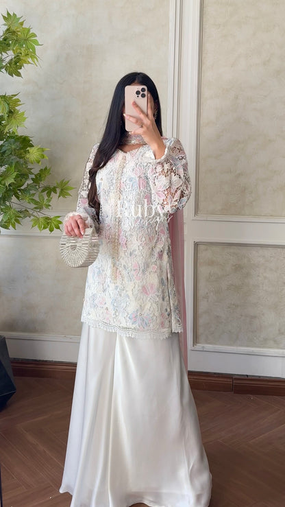 SAIRA Flow - 3 Piece Cutwork Chikankari Suit with Flowy Trousers