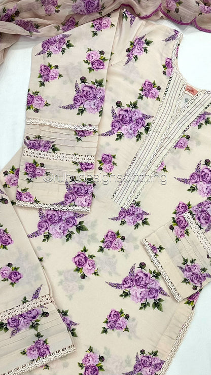 BISMA - 3 Piece Lilac Floral Print Swiss Lawn Suit with Chiffon Dupatta (8075382587605)