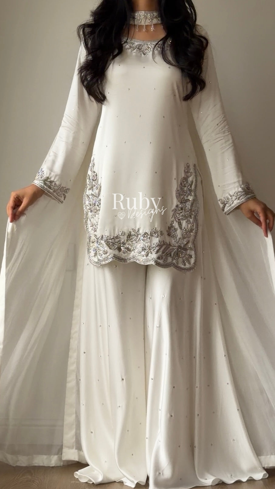 PARISA Pearl - 4 Piece Silk Suit with Matching Potli Bag