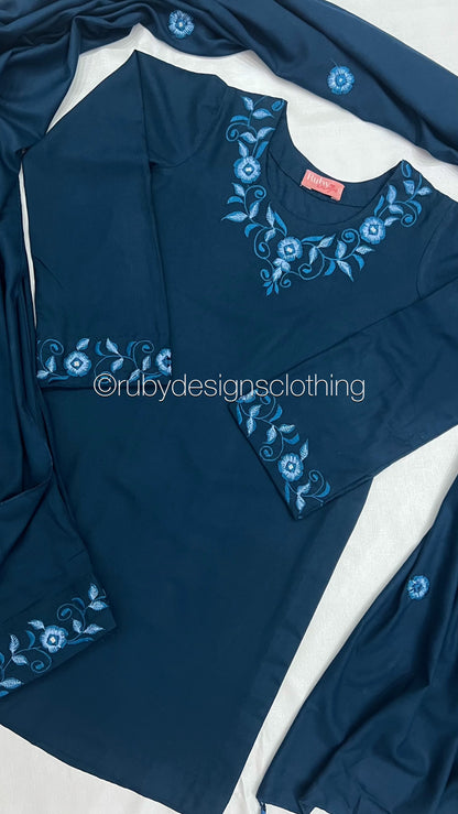 NEHAL - 3 Piece Teal Marina Suit with Shawl