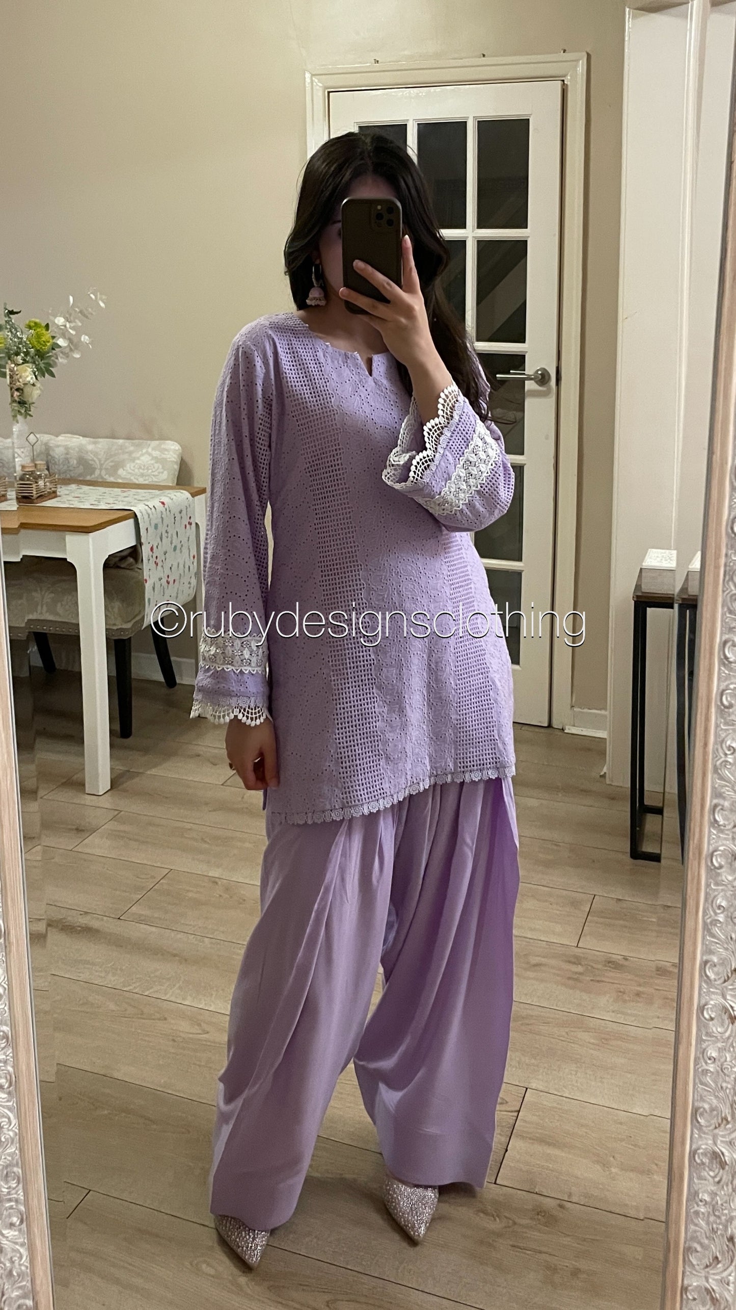 Lilac Haze - 3 Piece Chikankari Suit with Farshi Shalwar