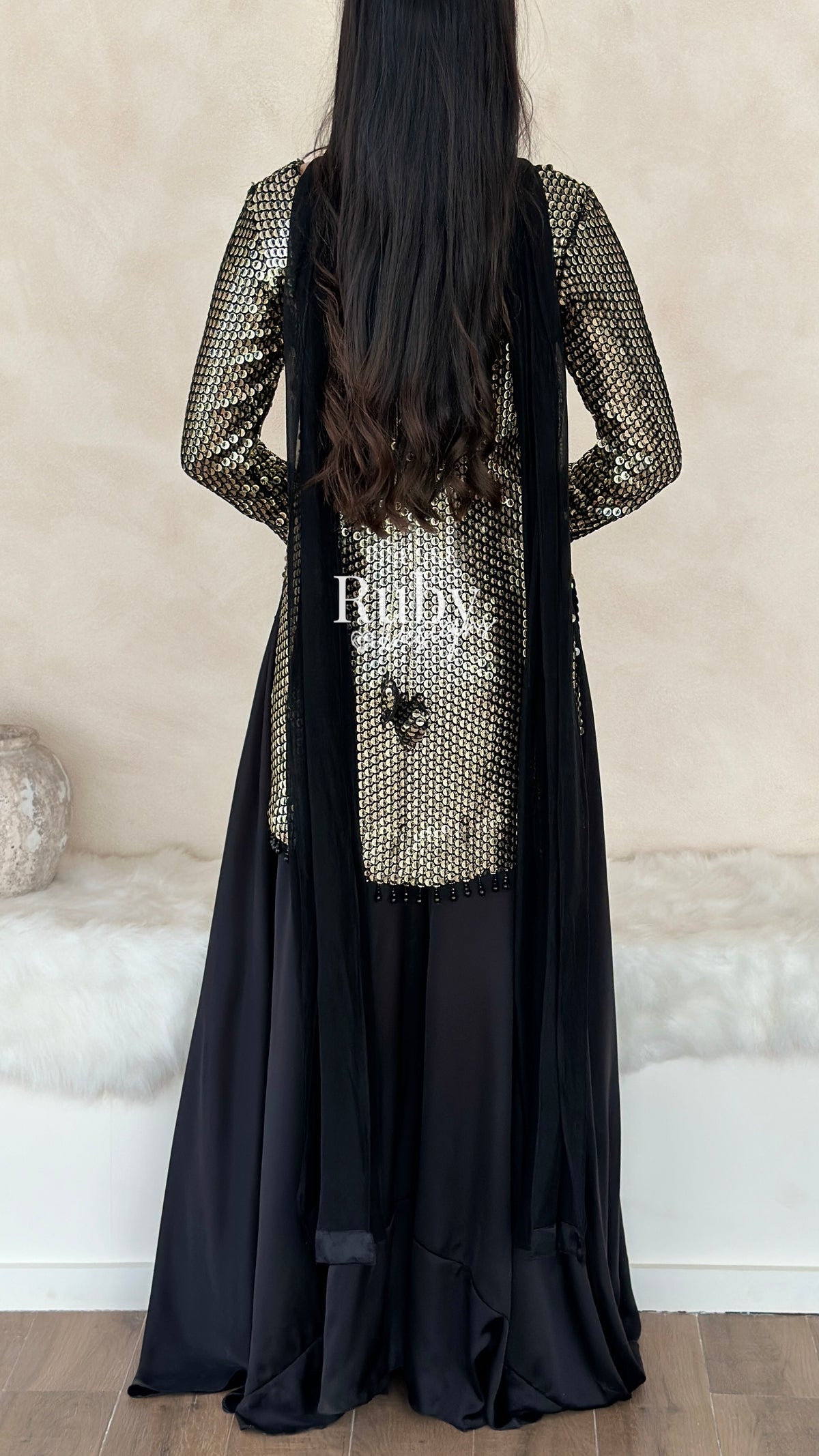 ALARA Noir - 3 Piece Silk Suit with Optional Potli Bag
