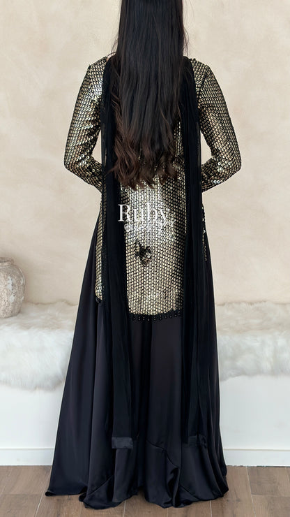 ALARA Noir - 3 Piece Silk Suit with Optional Potli Bag