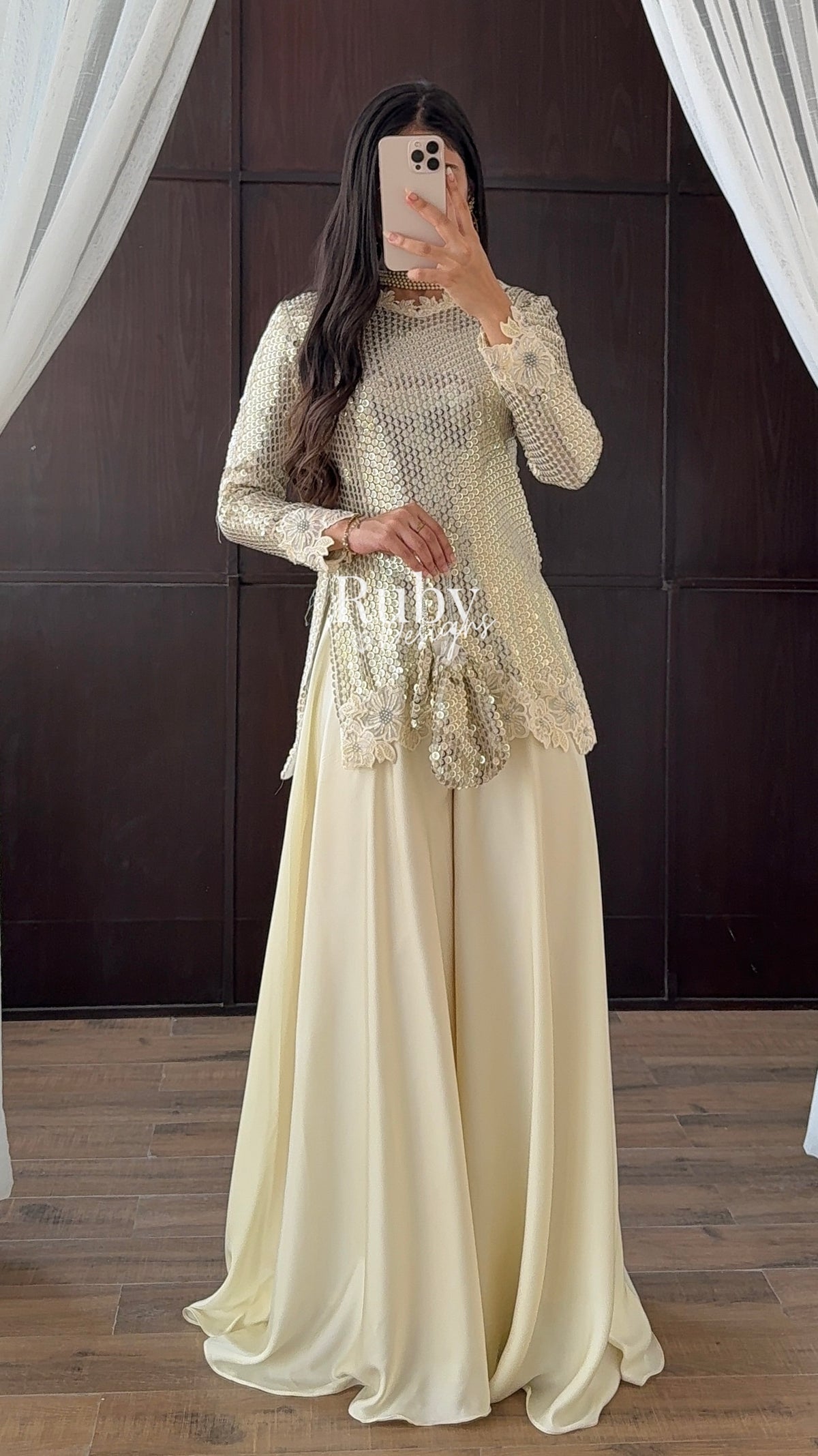 ALARA Pearl - 3 Piece Silk Suit with Optional Potli Bag