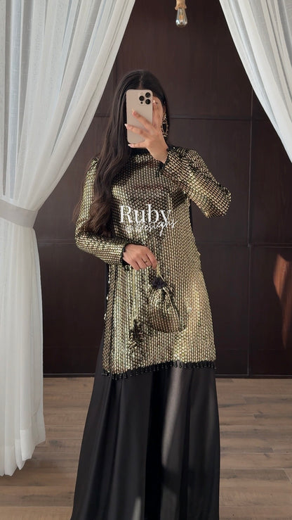 ALARA Noir - 3 Piece Silk Suit with Optional Potli Bag