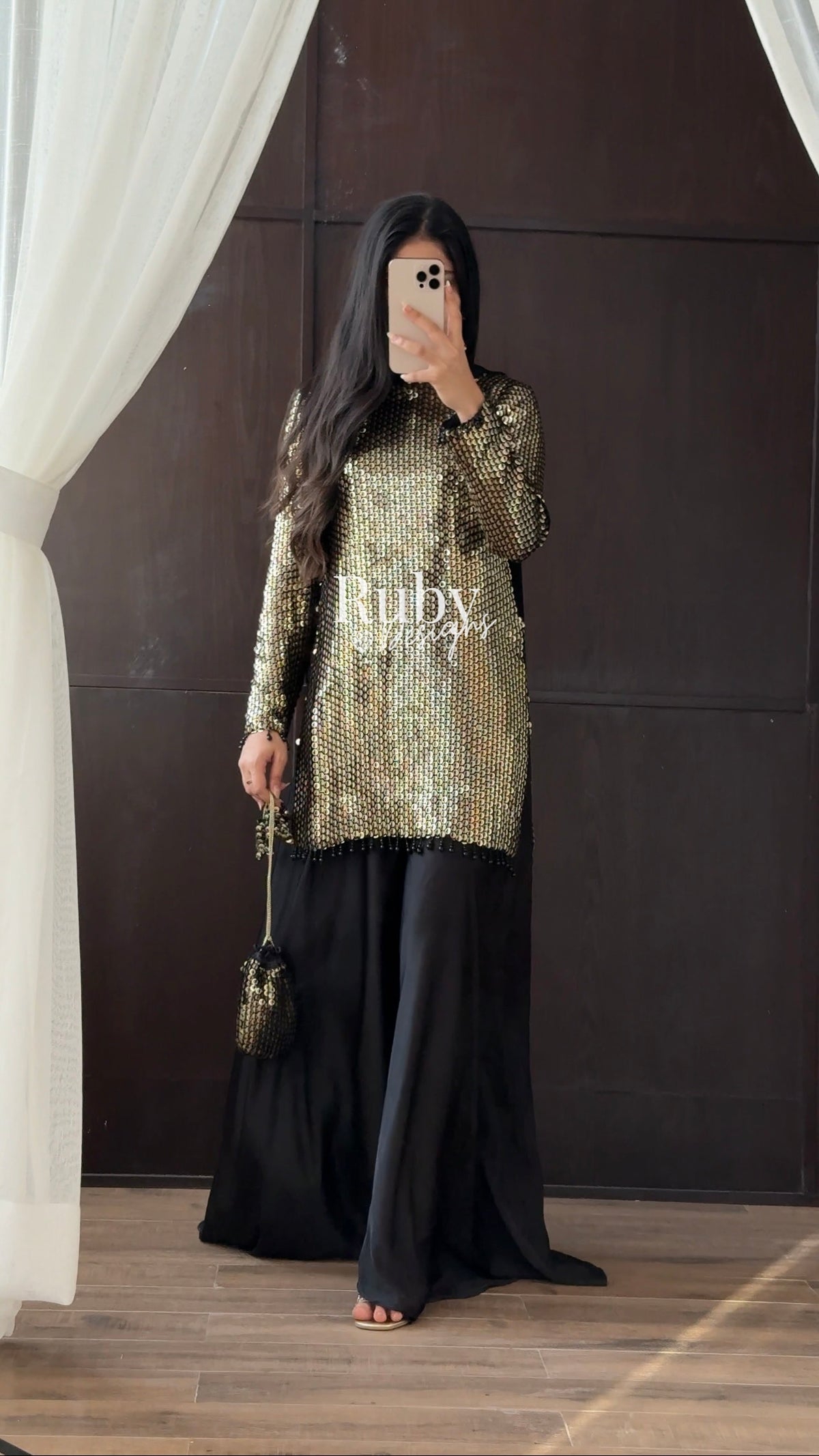 ALARA Noir - 3 Piece Silk Suit with Optional Potli Bag