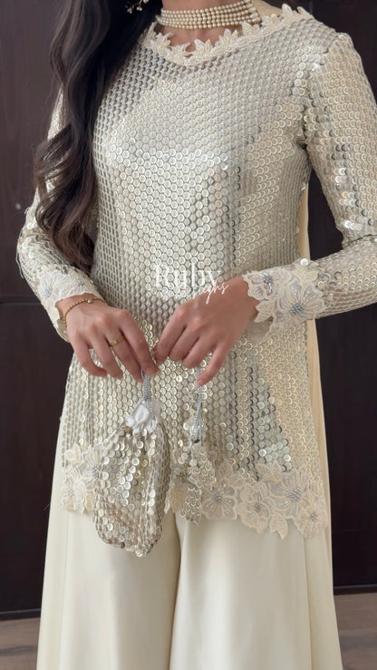 ALARA Pearl - 3 Piece Silk Suit with Optional Potli Bag