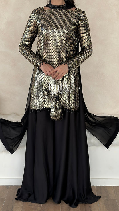 ALARA Noir - 3 Piece Silk Suit with Optional Potli Bag