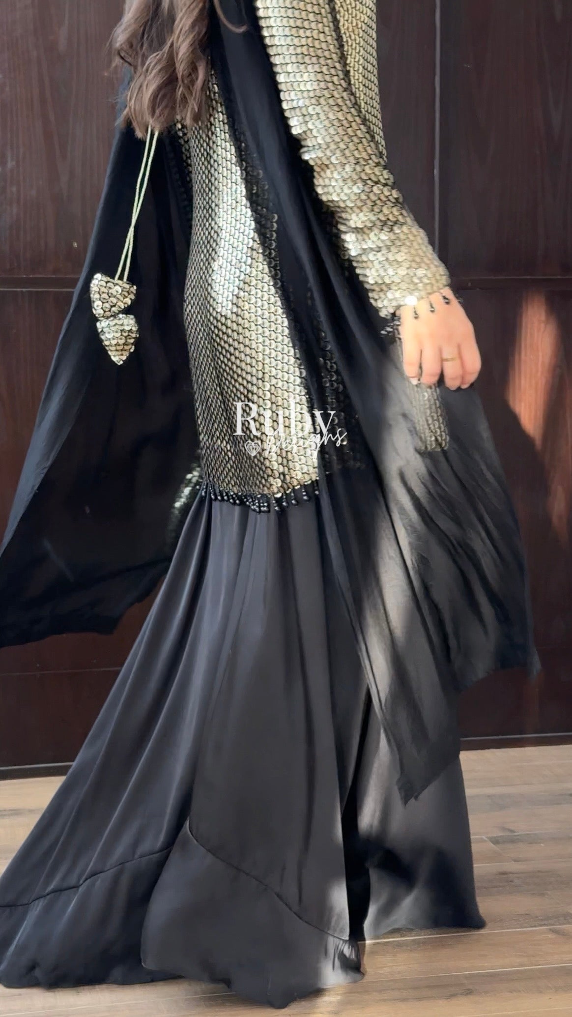 ALARA Noir - 3 Piece Silk Suit with Optional Potli Bag